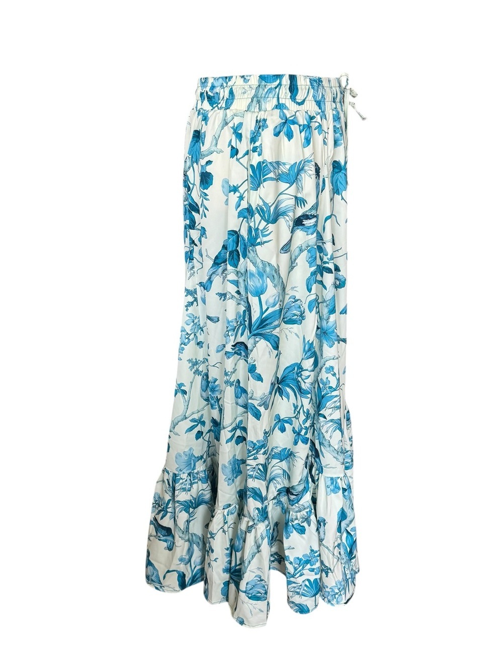 A Rare Bird Tropical Print Stretch Waist Wide Leg Ruffle Pants Boho M L O/S - Picture 4 of 8